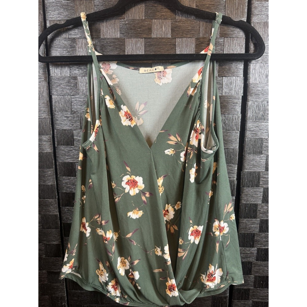 Beacon Niomie Surplice Knit Tank Olive Size Large